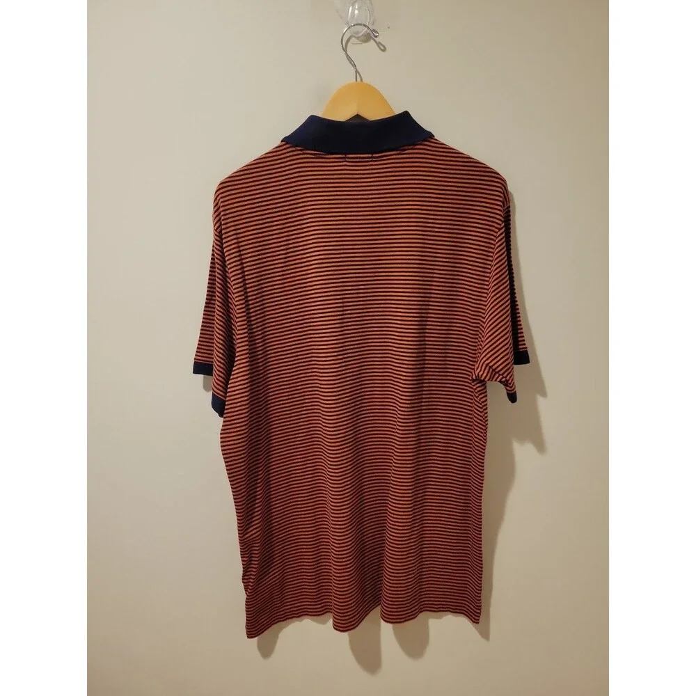 NWT J. Crew Men’s Striped Polo Shirt Size XL Yam Orange/Navy Classic Preppy Golf